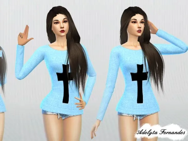 Suéter azul - The Sims 4 Custom Content