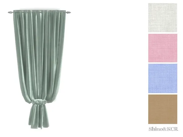 Curtains and Canopy's Curtain Solid w Roses aqua colors by thesimsresource - The Sims 4 Custom Content