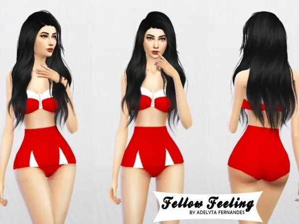 Biquíni Vintage Vermelho - The Sims 4 Custom Content