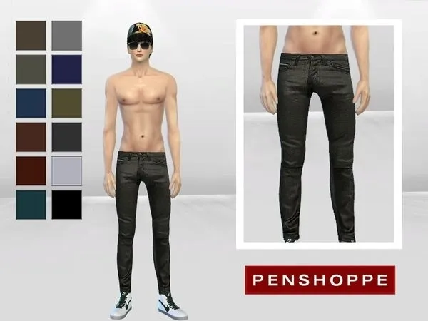 Calças Korean Faux Leather Skinny - The Sims 4 Custom Content