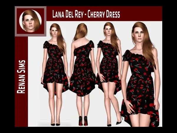 Lana Del Rey Cherry Dress by RenanSims - The Sims 3 Custom Content