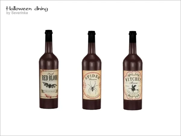 Halloween dining Witch wine - The Sims 4 Custom Content