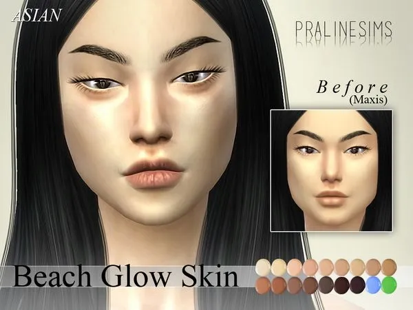 Beach Glow Skin ASIAN - The Sims 4 Custom Content
