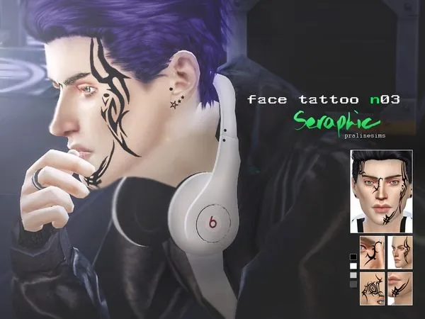 Mix Seraphic Tribal Face Tattoo N03 - The Sims 4 Custom Content