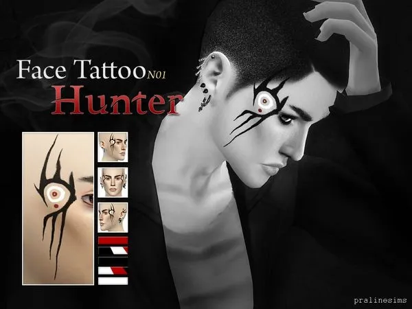 Mix Face Tattoo HUNTER N01 - The Sims 4 Custom Content