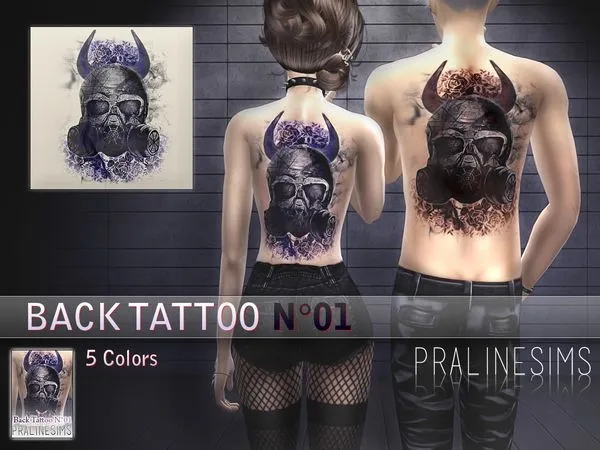 Mix Back Tattoo N01 For Women and Men - The Sims 4 Custom Content