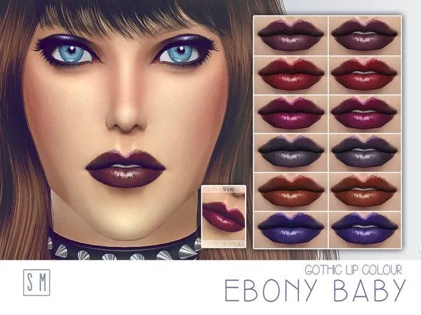 [ Ebony Baby ] Gothic Lip Colour - The Sims 4 Custom Content
