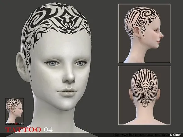 Mix S Club WM Tattoo Head 04 - The Sims 4 Custom Content