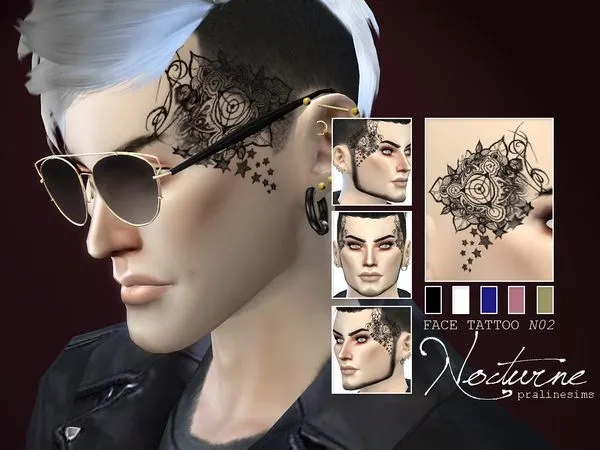Mix Face Tattoo NOCTURNE N02 - The Sims 4 Custom Content