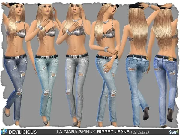 Jeans La Ciara Skinny Ripped (12 - The Sims 4 Custom Content
