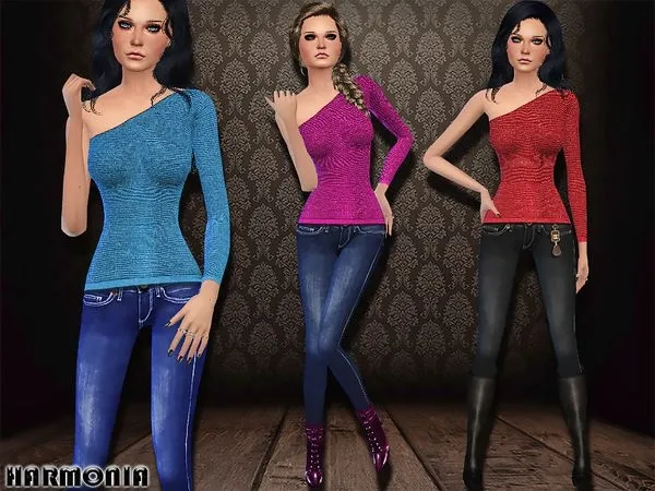 Jeans One Shoulder Skinny - The Sims 4 Custom Content