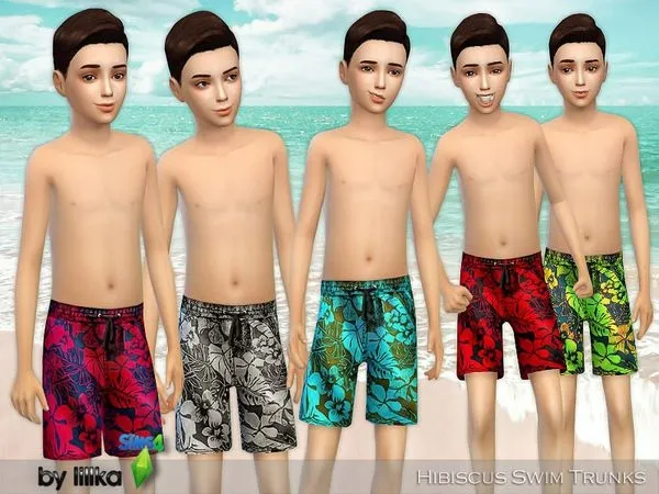 Hibiscus Swim Trunks - The Sims 4 Custom Content