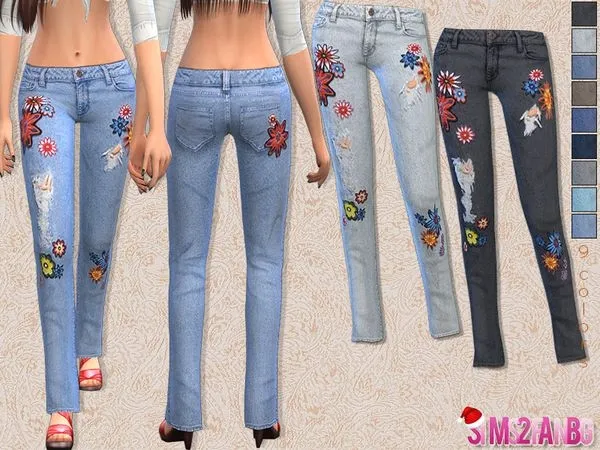 Jeans 29 Floral Skinny - The Sims 4 Custom Content