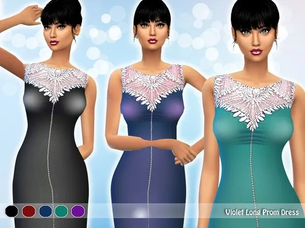 Vestido Violet Long Prom - The Sims 4 Custom Content