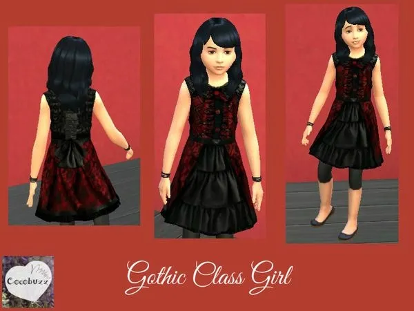 Vestido Gothic Class Girl's - The Sims 4 Custom Content
