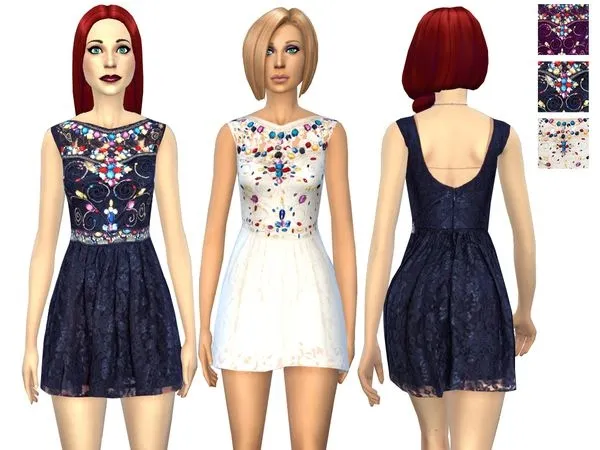Vestido Embellished Lace Prom - The Sims 4 Custom Content
