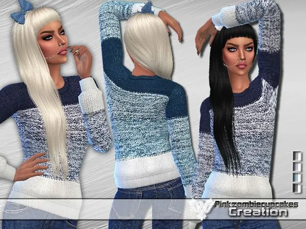 Sweater PZC Snowflake Gradient - The Sims 4 Custom Content