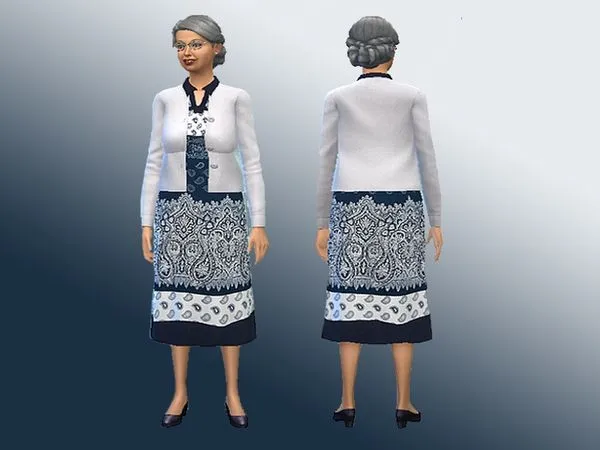Vestido Granny Dark Blue - The Sims 4 Custom Content
