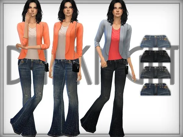 Jeans Distressed Flared - The Sims 4 Custom Content