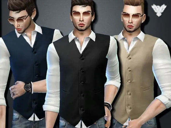 Camisa Tuxedo With Vest - The Sims 4 Custom Content