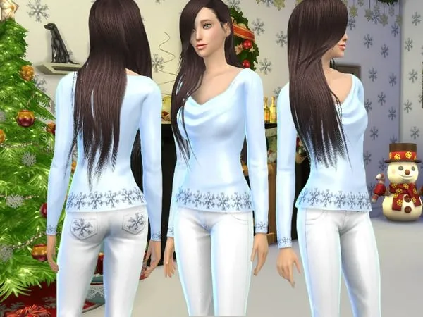 Female Christmas Snowflake Trousers - The Sims 4 Custom Content