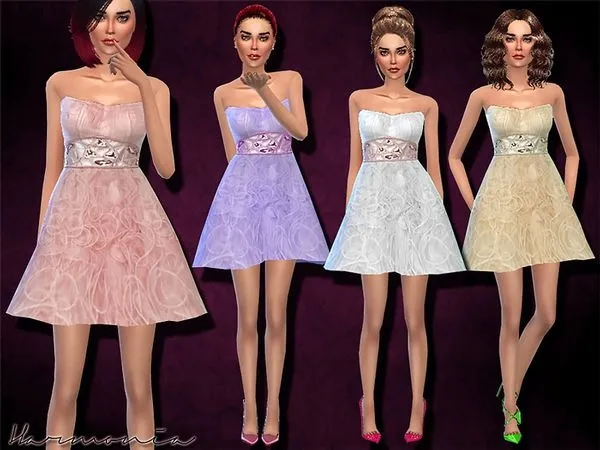 Vestido Embellished Short Tulle Prom - The Sims 4 Custom Content