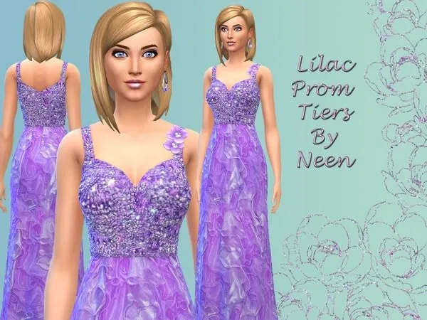 Vestido Lilac Prom Tiers - The Sims 4 Custom Content