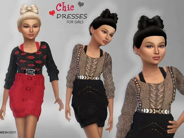 Vestidos Chic For Girls - The Sims 4 Custom Content