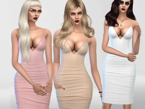 Vestido Christmas Party Nude Bodycon - The Sims 4 Custom Content