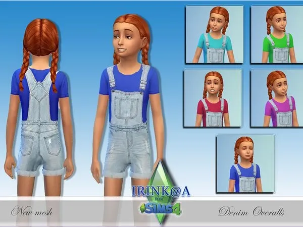Child Denim Overalls - The Sims 4 Custom Content