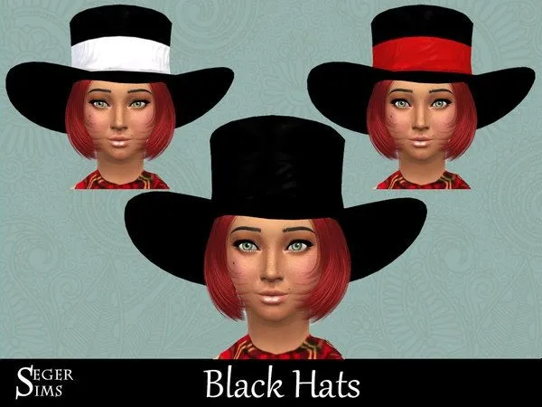 3 Black Hats - The Sims 4 Custom Content