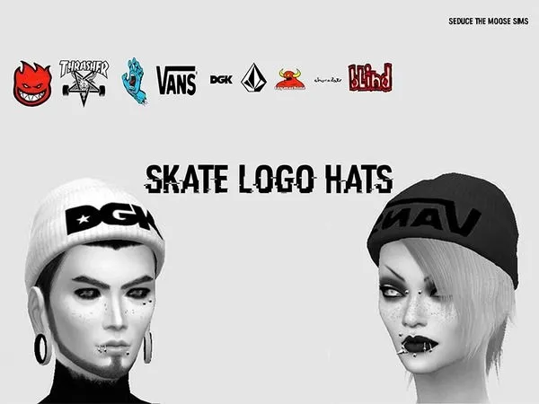 Skate Hats Set - The Sims 4 Custom Content