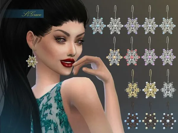 [S4Grace] Snowflake Earrings - The Sims 4 Custom Content