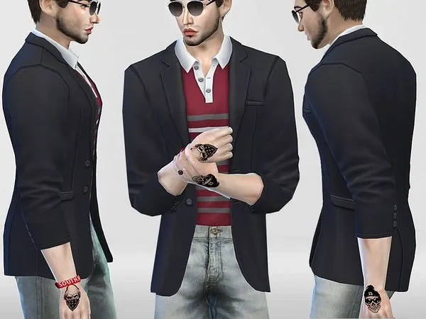 Mix Skulls Hands Tattoos Male - The Sims 4 Custom Content