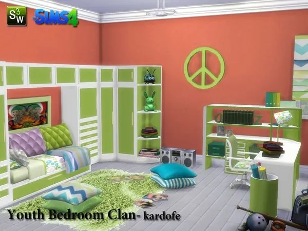 kardofe Youth Bedroom Clan - The Sims 4 Custom Content