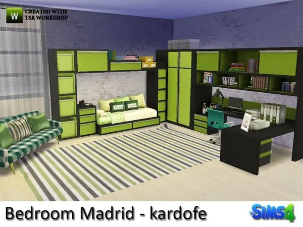 kardofe Bedroom Madrid - The Sims 4 Custom Content