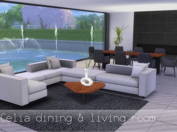 Celia dining and living room - The Sims 4 Custom Content