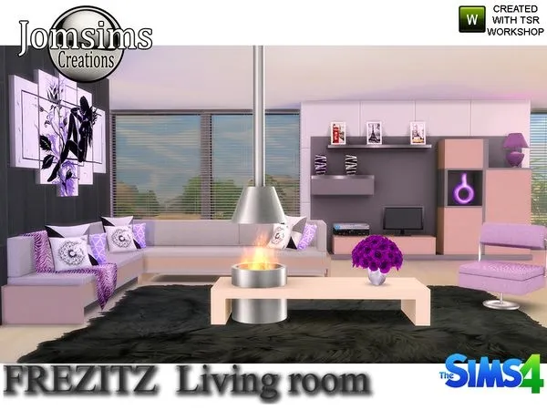 Frezizt Modern Living Room - The Sims 4 Custom Content