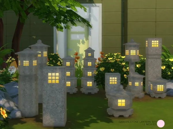 Garden Stone Lantern Set - The Sims 4 Custom Content