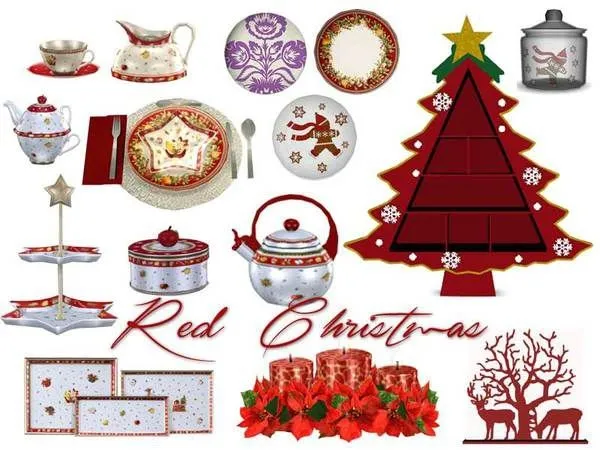 Dining Red Christmas - The Sims 4 Custom Content