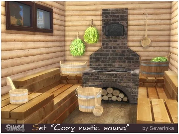 Cozy rustic sauna - The Sims 4 Custom Content