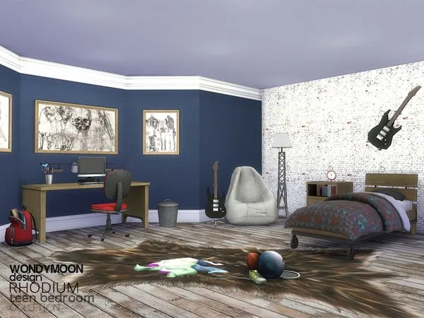 Rhodium Teen Bedroom - The Sims 4 Custom Content