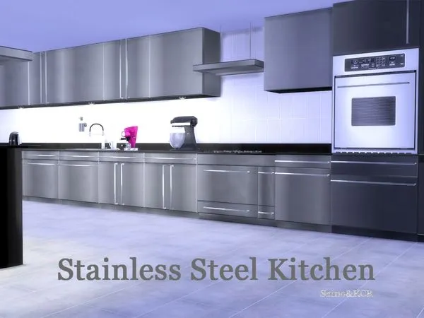 Stainless Steel Kitchen - The Sims 4 Custom Content