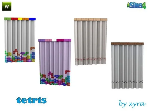 xyra Tetris curtain - The Sims 4 Custom Content