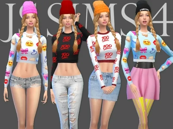 Maxis Match [JS SIMS 4] Emoji Crop Top - The Sims 4 Custom Content