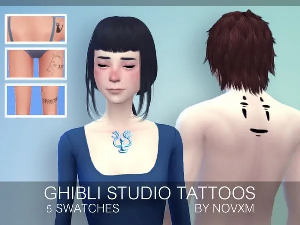 Mix Ghibli Studio Tattoos - The Sims 4 Custom Content