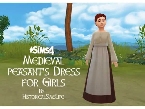 Medieval Peasant's Dress for Girls - The Sims 4 Custom Content