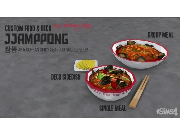Korean spicy seafood noodle soup - The Sims 4 Custom Content