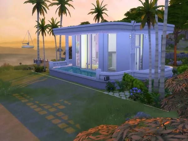 Maxis Match Sunset Breeze Modern House - The Sims 4 Custom Content