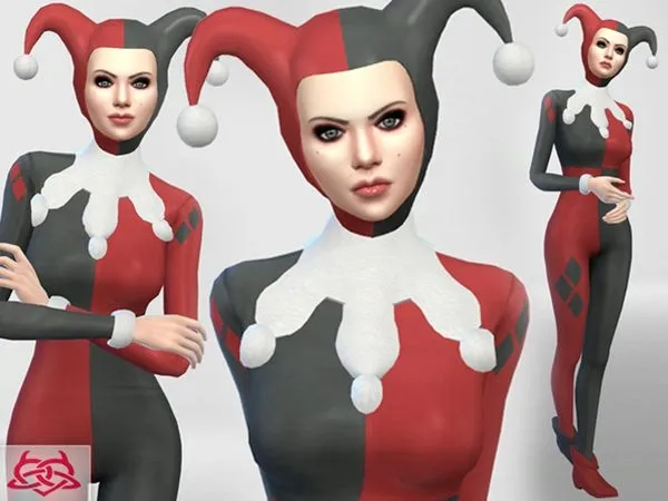 Set HatOutfitShoes Harley Quinn - The Sims 4 Custom Content